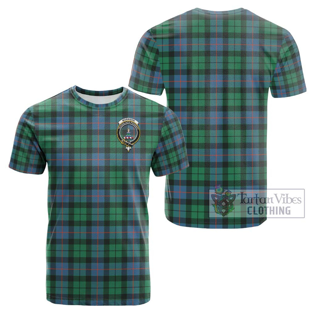 Morrison Ancient Tartan Cotton T-Shirt with Family Crest Kid's Shirt - Tartanvibesclothing Shop