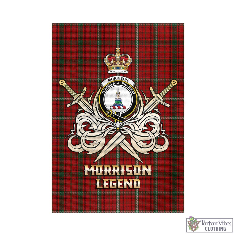 Tartan Vibes Clothing Morrison Ancient Tartan Flag with Clan Crest and the Golden Sword of Courageous Legacy