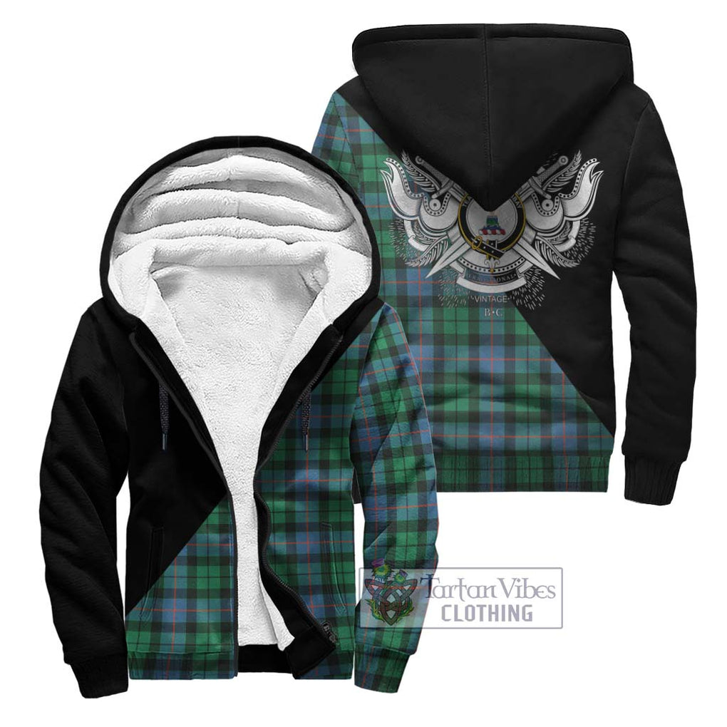 Morrison Ancient Tartan Sherpa Hoodie with Family Crest and Military Logo Style Unisex - Tartanvibesclothing Shop