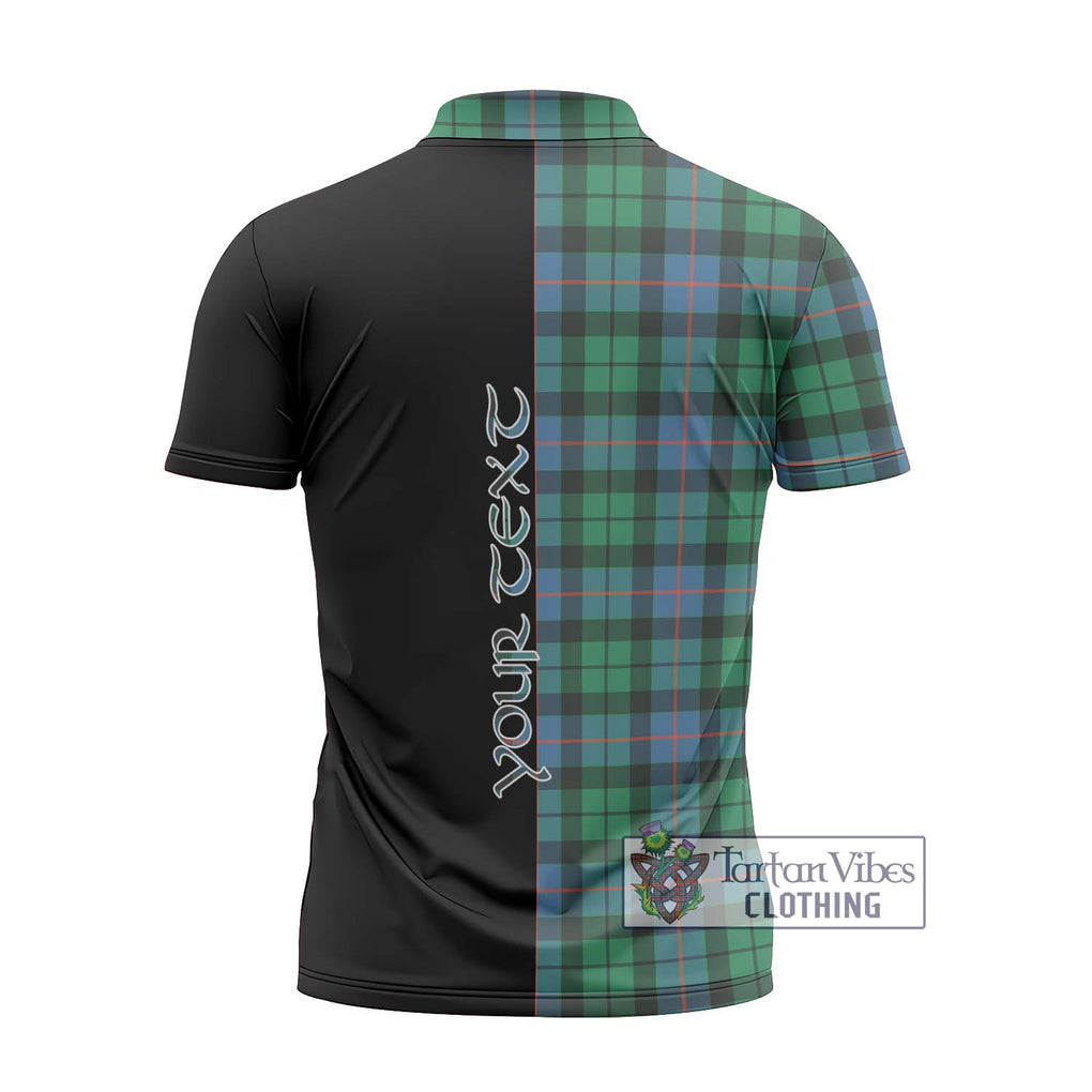 Morrison Ancient Tartan Zipper Polo Shirt with Family Crest and Half Of Me Style - Tartanvibesclothing Shop