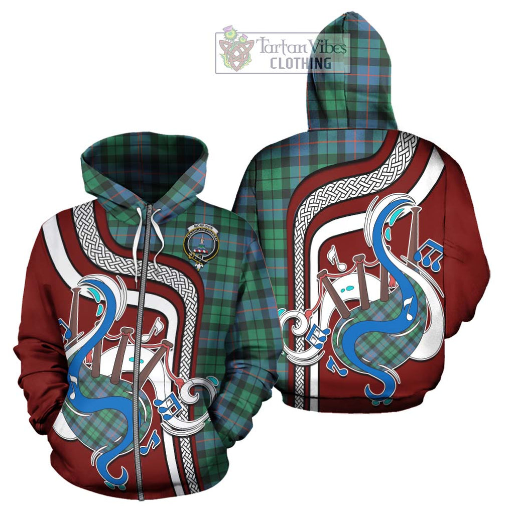 Morrison Ancient Tartan Hoodie with Epic Bagpipe Style - Tartanvibesclothing Shop