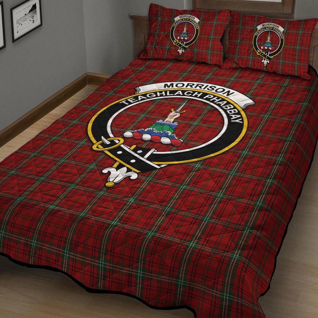 Morrison Red Tartan Quilt Bed Set with Family Crest - Tartan Vibes Clothing