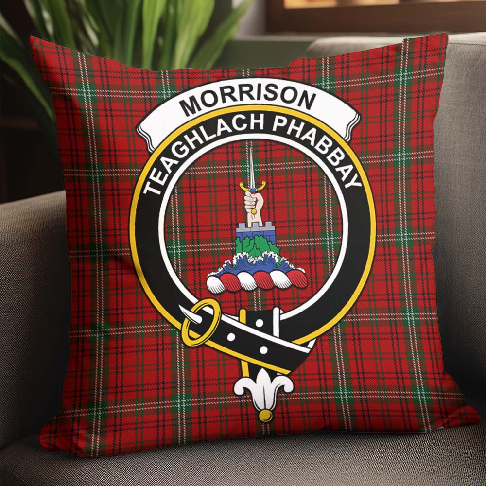 Morrison Ancient Tartan Pillow Cover with Family Crest - Tartanvibesclothing