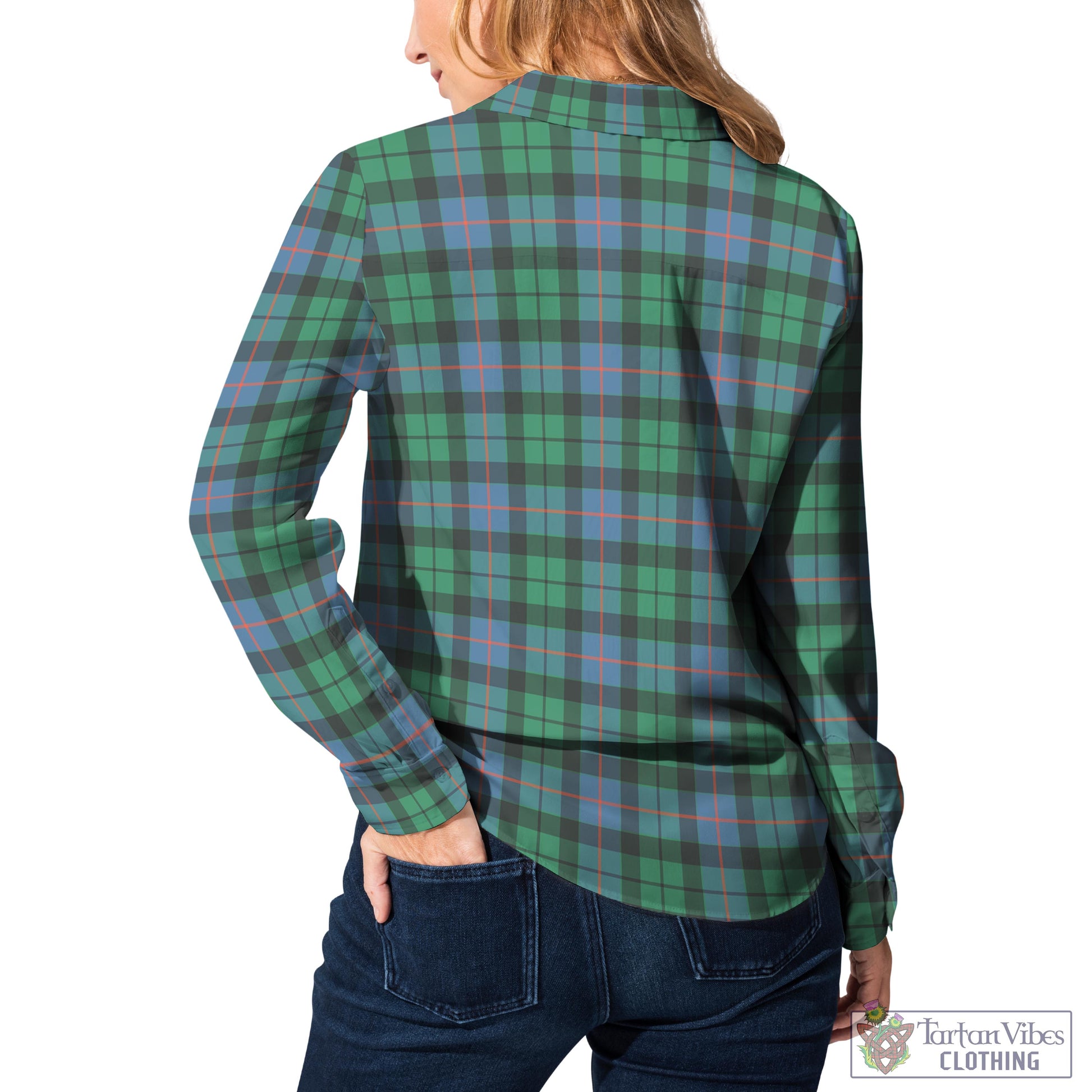 Tartan Vibes Clothing Morrison Ancient Tartan Womens Casual Shirt with Family Crest