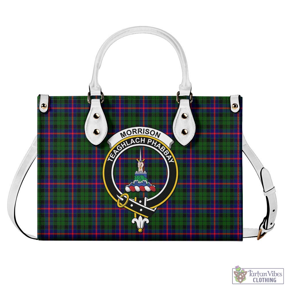 Tartan Vibes Clothing Morrison Modern Tartan Luxury Leather Handbags with Family Crest