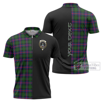 Morrison Modern Tartan Zipper Polo Shirt with Family Crest and Half Of Me Style