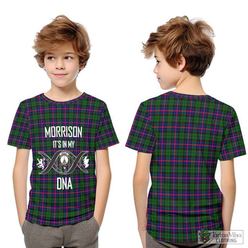 Morrison Modern Tartan Kid T-Shirt with Family Crest DNA In Me Style