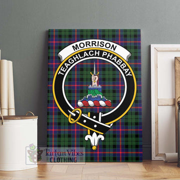 Morrison Modern Tartan Canvas Print Wall Art with Family Crest