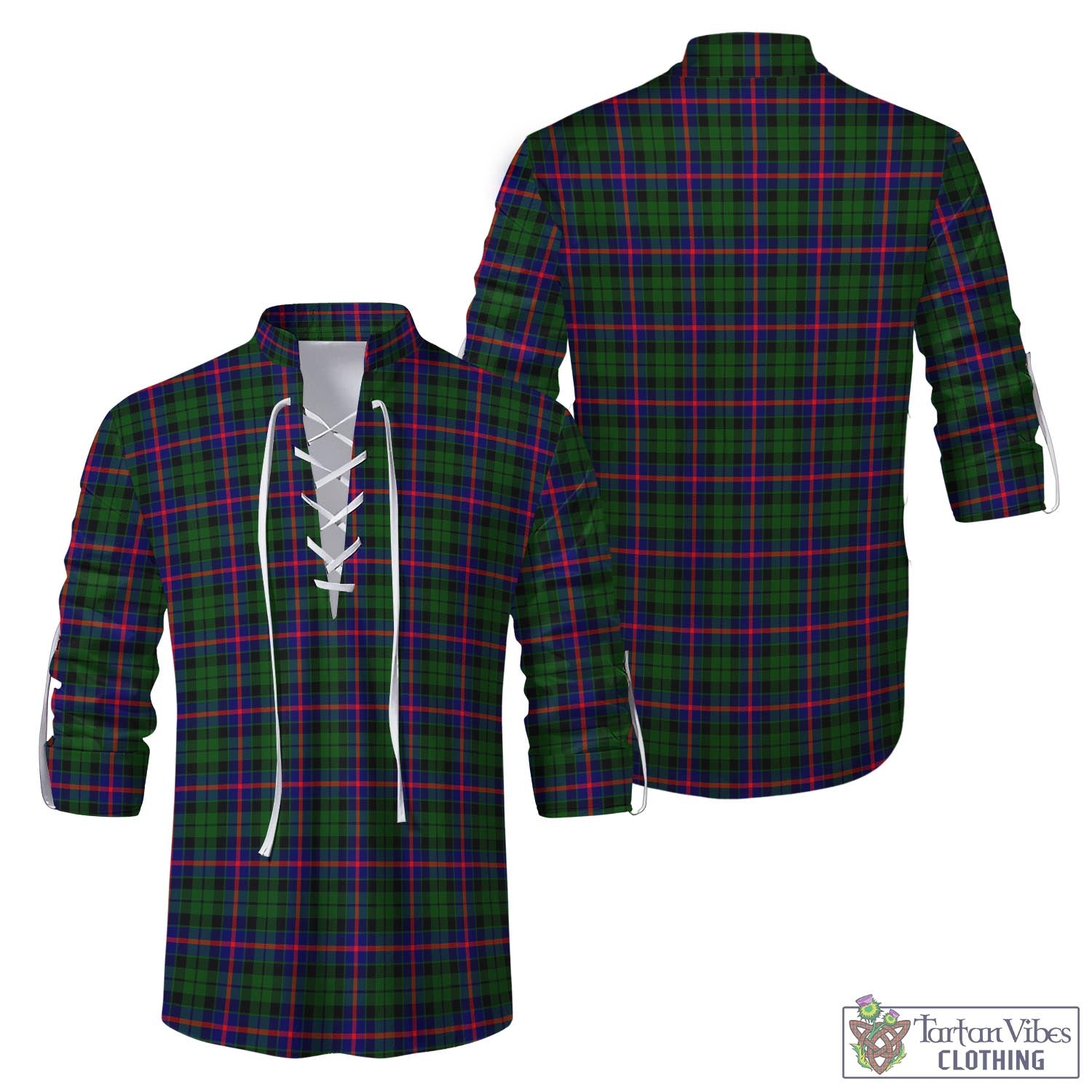 Tartan Vibes Clothing Morrison Modern Tartan Men's Scottish Traditional Jacobite Ghillie Kilt Shirt