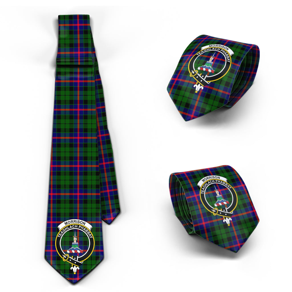 Morrison Modern Tartan Classic Necktie with Family Crest Necktie One Size - Tartan Vibes Clothing