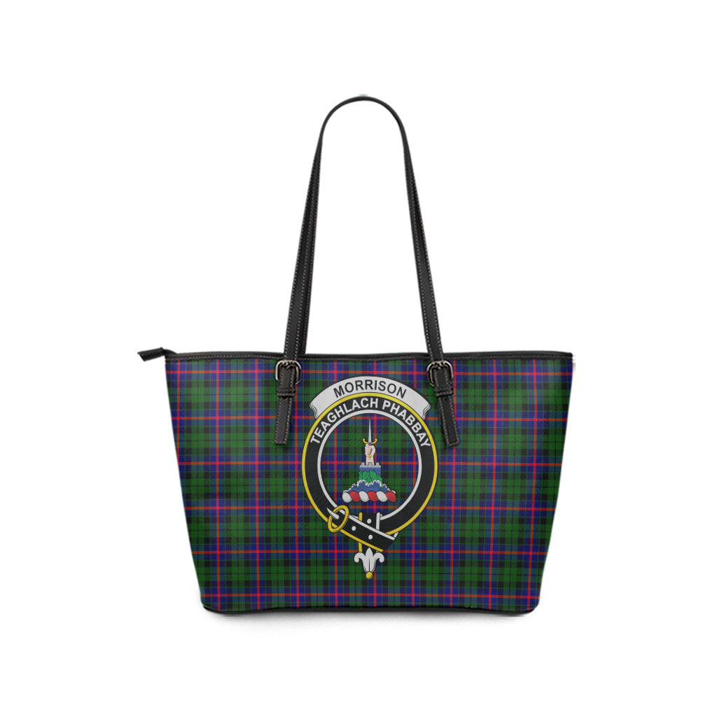 Morrison Modern Tartan Leather Tote Bag with Family Crest - Tartan Vibes Clothing