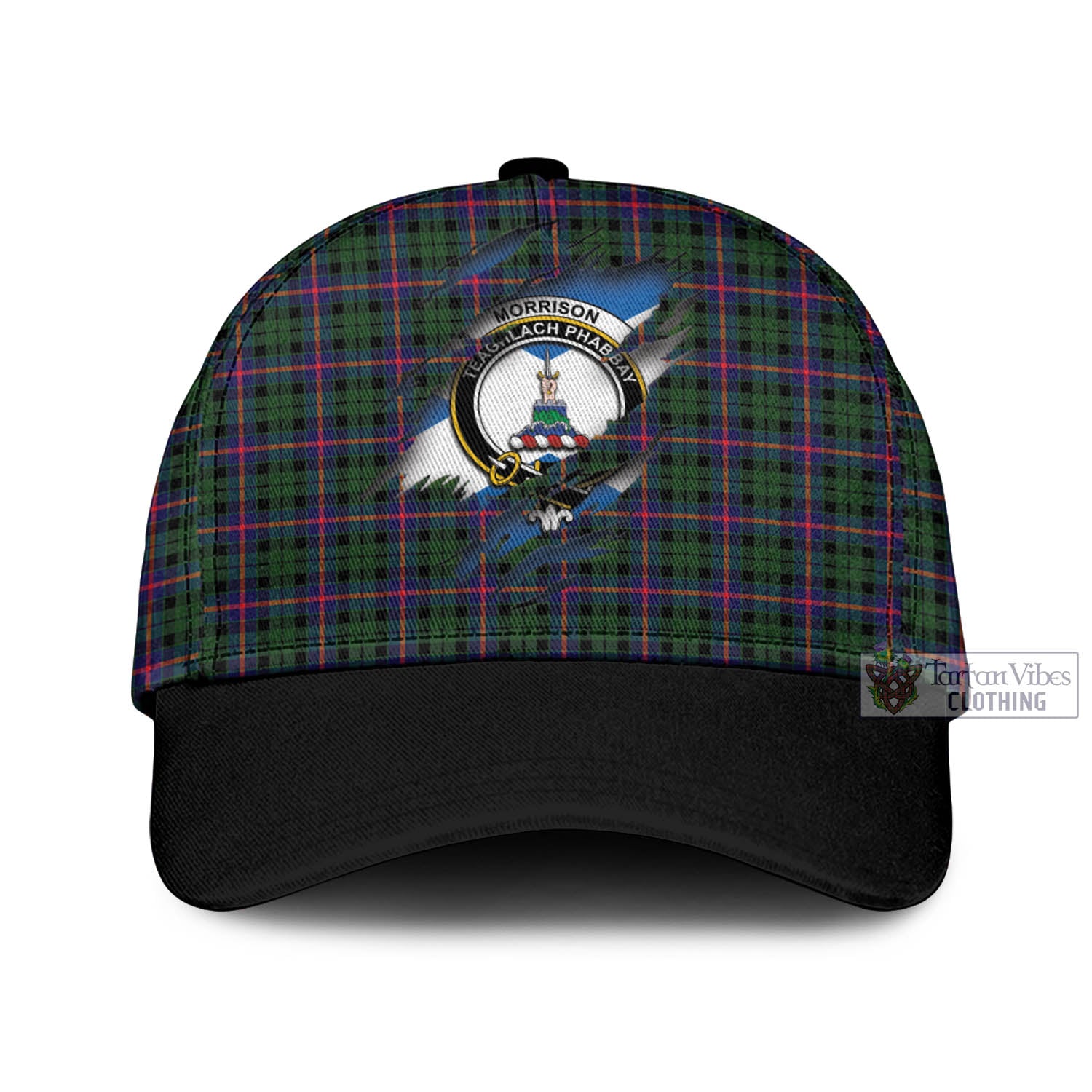 Tartan Vibes Clothing Morrison Modern Tartan Classic Cap with Family Crest In Me Style