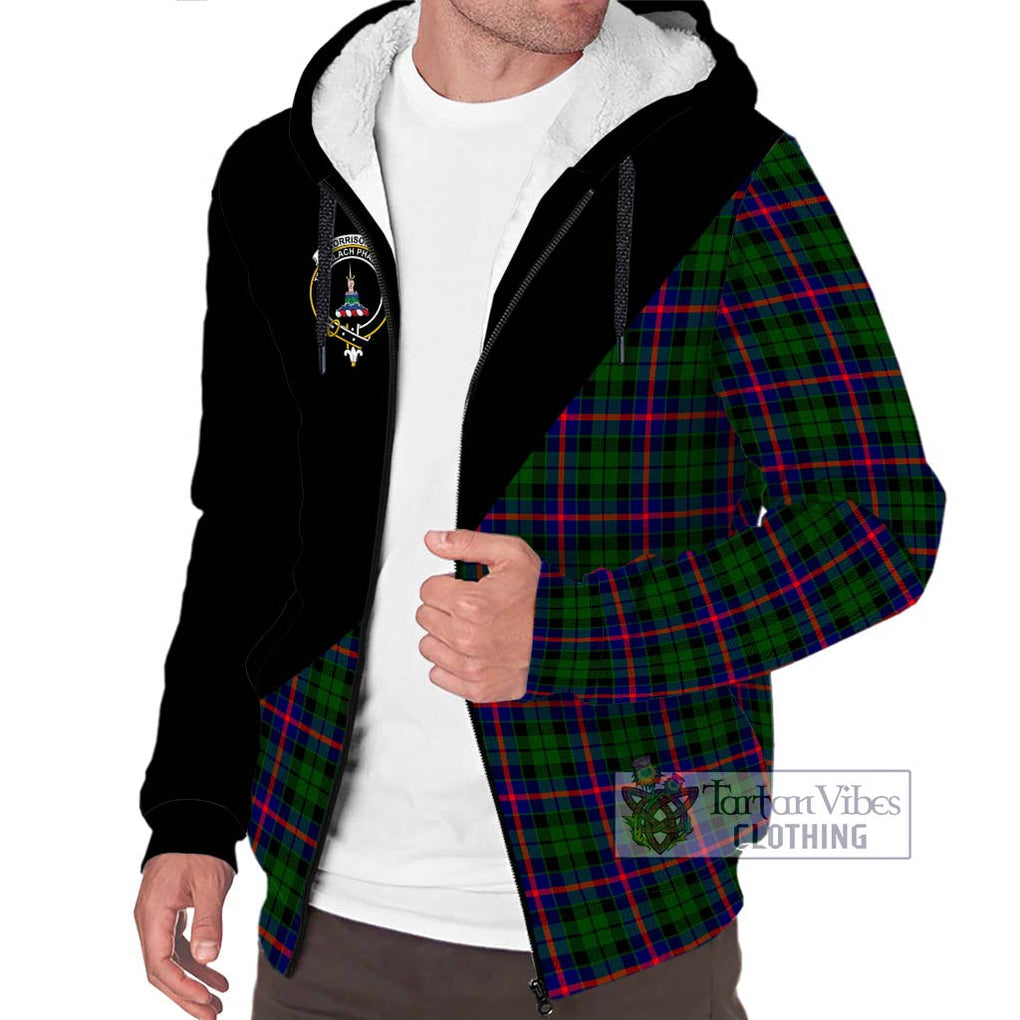 Morrison Modern Tartan Sherpa Hoodie with Family Crest and Military Logo Style Unisex S - Tartanvibesclothing Shop