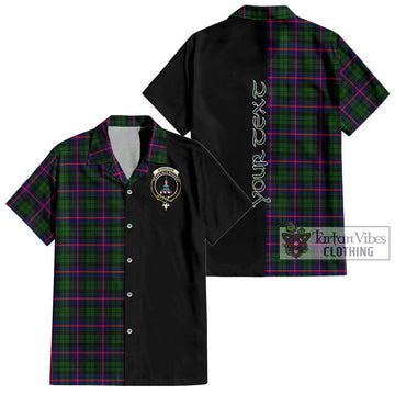 Morrison Modern Tartan Short Sleeve Button Shirt with Family Crest and Half Of Me Style