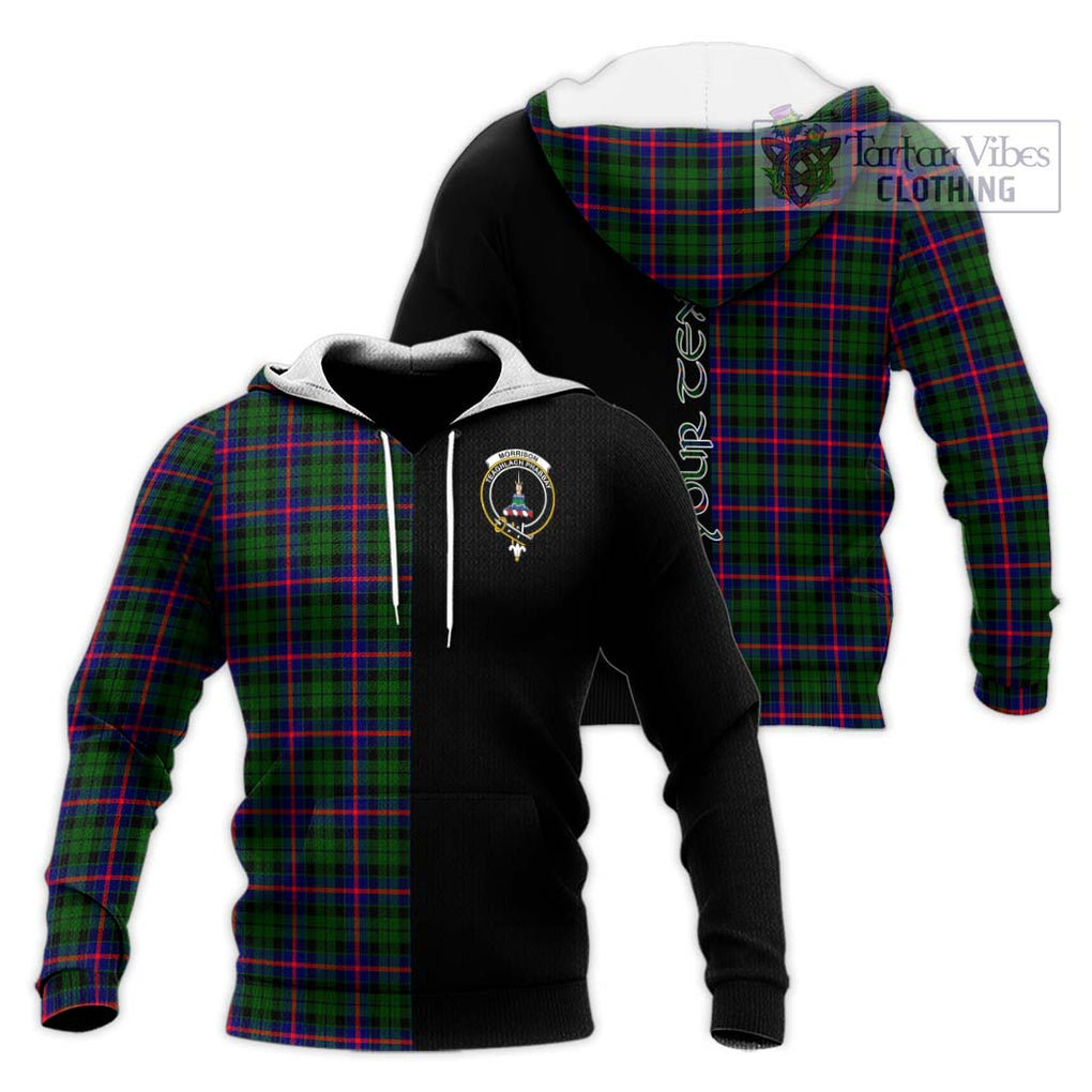 Morrison Modern Tartan Knitted Hoodie with Family Crest and Half Of Me Style Unisex Knitted Pullover Hoodie - Tartanvibesclothing Shop