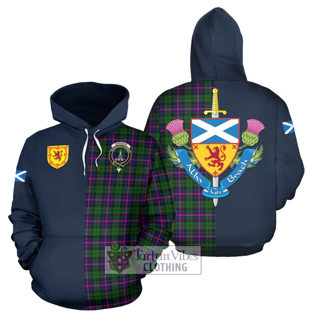 Tartan Vibes Clothing Morrison Modern Tartan Hoodie with Scottish Lion Royal Arm Half Style