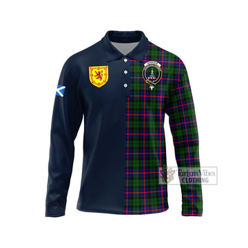 Morrison Modern Tartan Long Sleeve Polo Shirt Alba with Scottish Lion Royal Arm Half Style