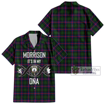 Morrison Modern Tartan Short Sleeve Button Shirt with Family Crest DNA In Me Style