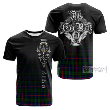 Morrison Modern Tartan Cotton T-shirt Featuring Alba Gu Brath Family Crest Celtic Inspired