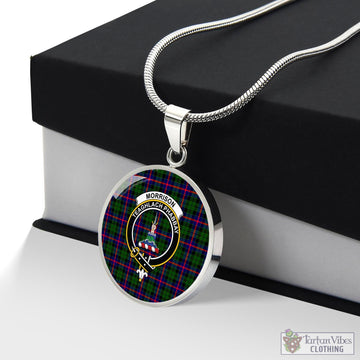 Morrison Modern Tartan Circle Necklace with Family Crest