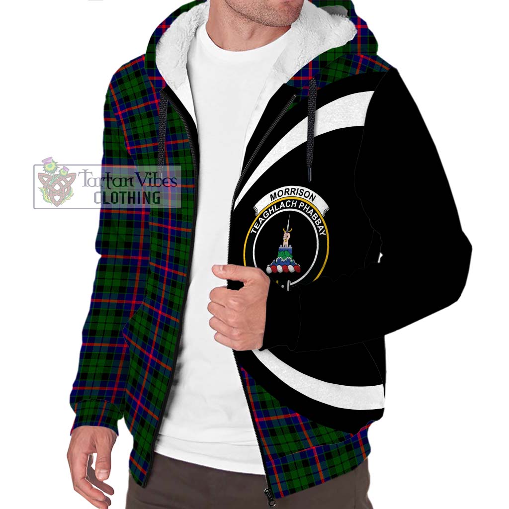 Morrison Modern Tartan Sherpa Hoodie with Family Crest Circle Style Unisex S - Tartan Vibes Clothing