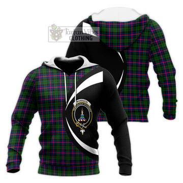 Morrison Modern Tartan Knitted Hoodie with Family Crest Circle Style