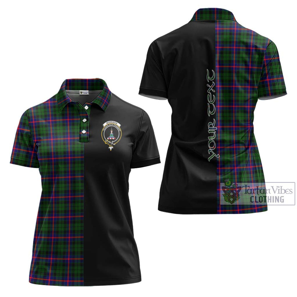 Morrison Modern Tartan Women's Polo Shirt with Family Crest and Half Of Me Style Women - Tartanvibesclothing Shop