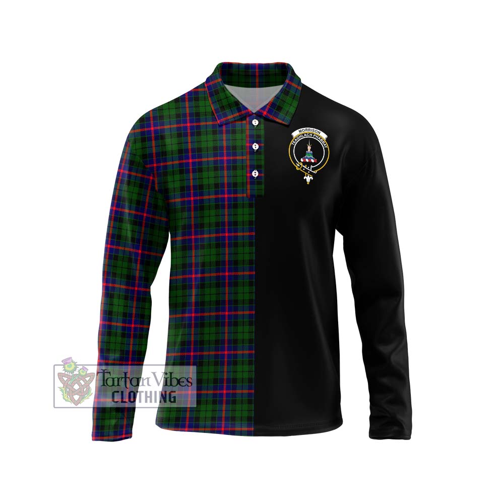 Morrison Modern Tartan Long Sleeve Polo Shirt with Family Crest and Half Of Me Style Unisex - Tartanvibesclothing Shop