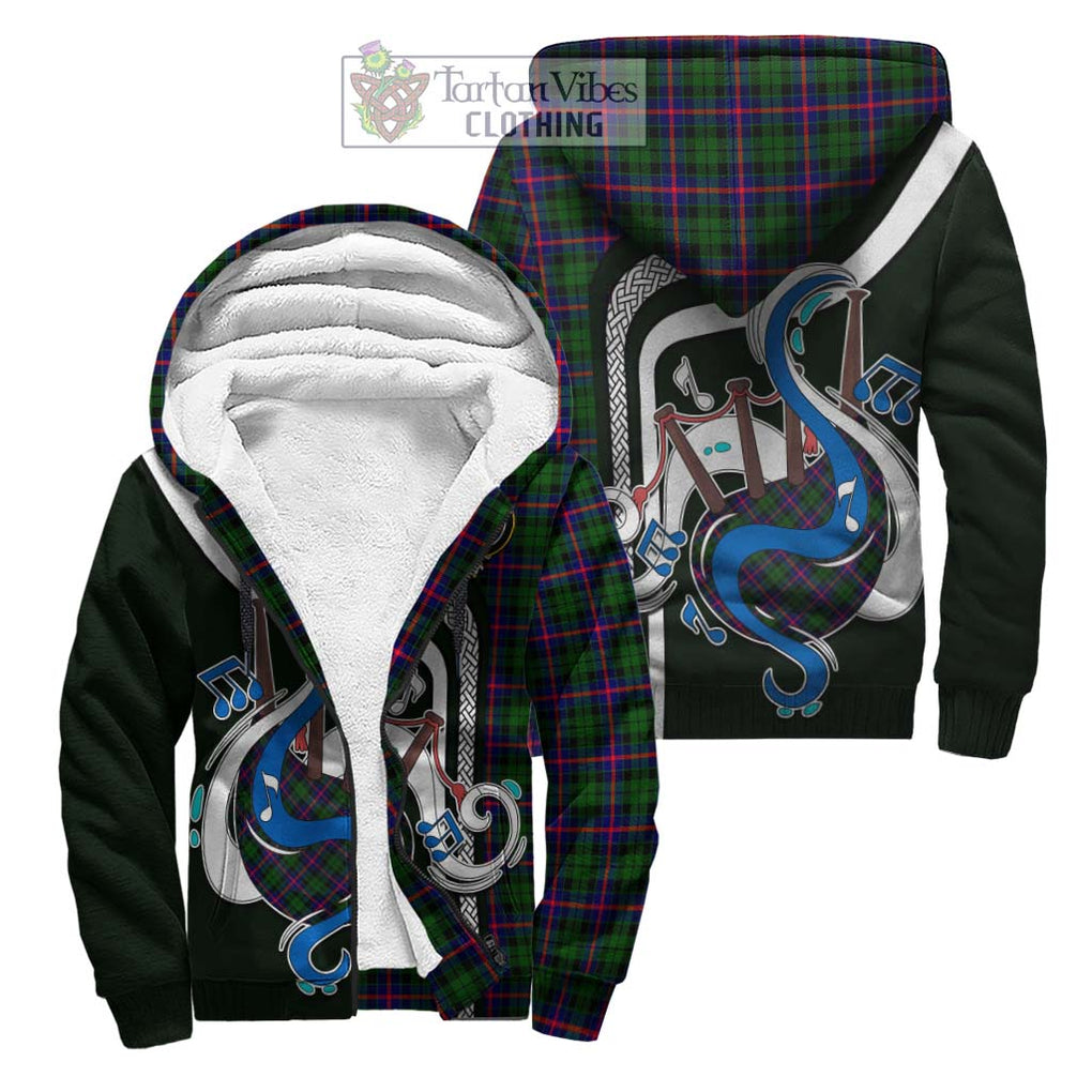 Morrison Modern Tartan Sherpa Hoodie with Epic Bagpipe Style Unisex S - Tartanvibesclothing Shop