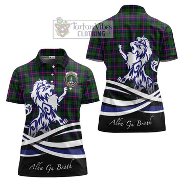 Morrison Modern Tartan Women's Polo Shirt with Alba Gu Brath Regal Lion Emblem