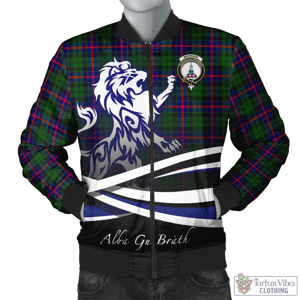 Tartan Vibes Clothing Morrison Modern Tartan Bomber Jacket with Alba Gu Brath Regal Lion Emblem