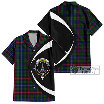 Morrison Modern Tartan Short Sleeve Button Up with Family Crest Circle Style