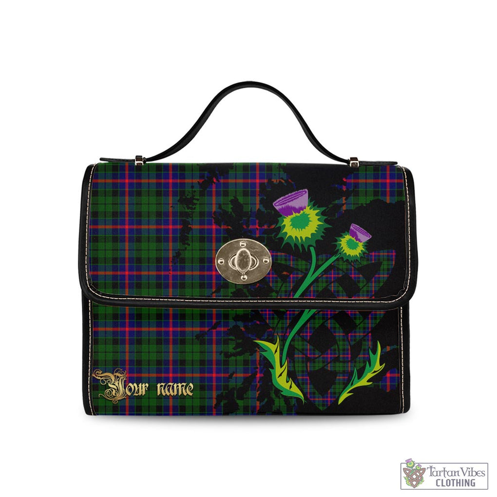 Tartan Vibes Clothing Morrison Modern Tartan Waterproof Canvas Bag with Scotland Map and Thistle Celtic Accents