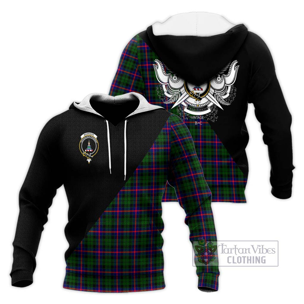 Morrison Modern Tartan Knitted Hoodie with Family Crest and Military Logo Style Unisex Knitted Pullover Hoodie - Tartanvibesclothing Shop