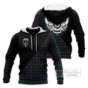 Morrison Modern Tartan Knitted Hoodie with Family Crest and Military Logo Style