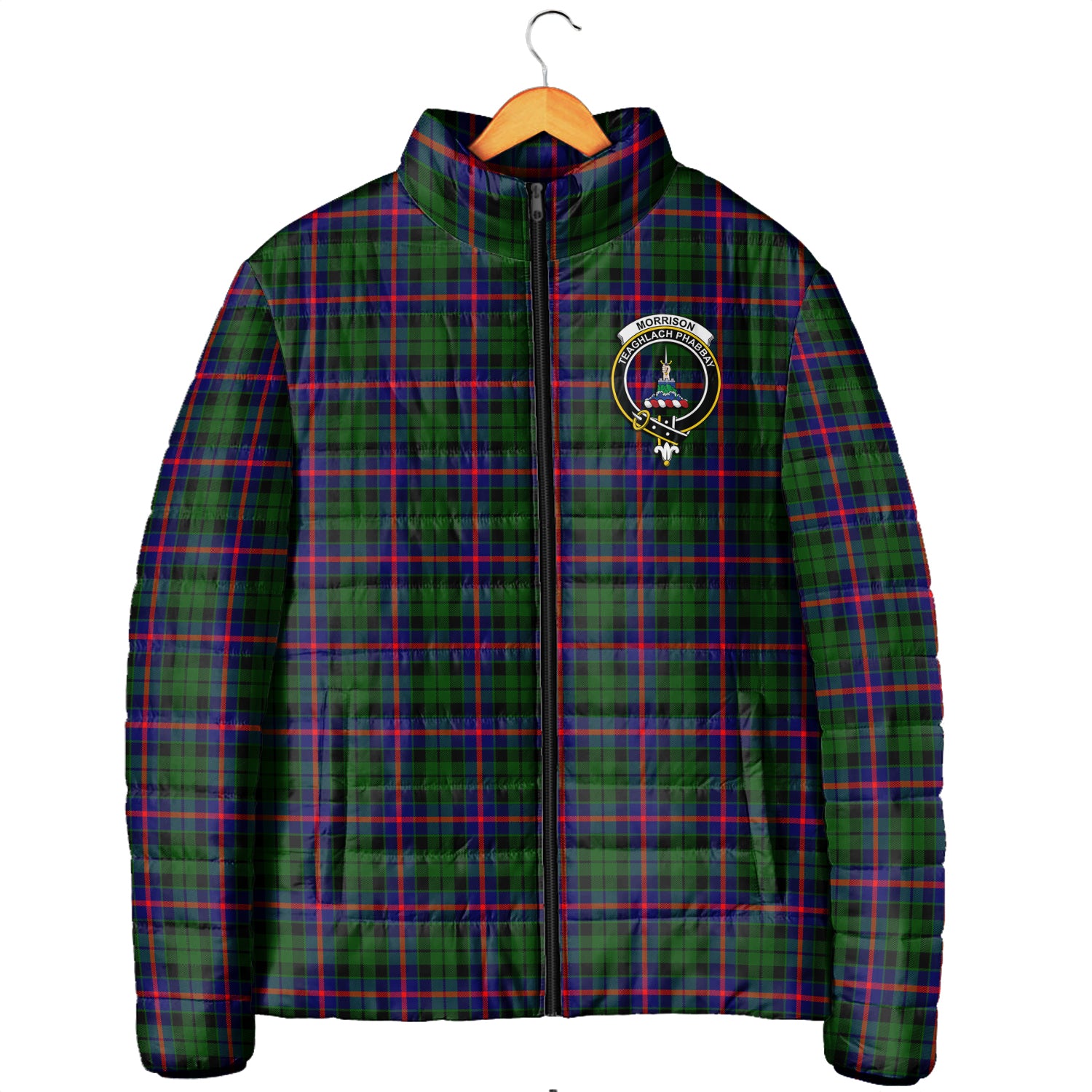 Morrison Modern Tartan Padded Jacket with Family Crest Men's Padded Jacket - Tartan Vibes Clothing