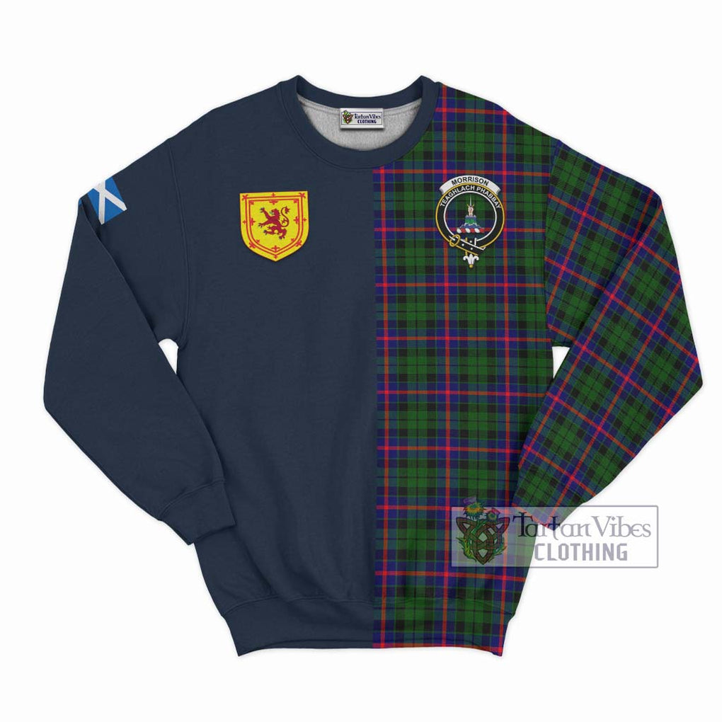 Tartan Vibes Clothing Morrison Modern Tartan Sweatshirt with Scottish Lion Royal Arm Half Style