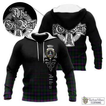 Morrison Modern Tartan Knitted Hoodie Featuring Alba Gu Brath Family Crest Celtic Inspired