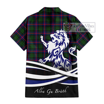 Morrison Modern Tartan Short Sleeve Button Shirt with Alba Gu Brath Regal Lion Emblem