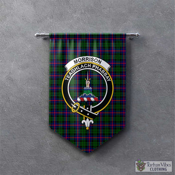 Morrison Modern Tartan Gonfalon, Tartan Banner with Family Crest