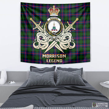 Morrison Modern Tartan Tapestry with Clan Crest and the Golden Sword of Courageous Legacy