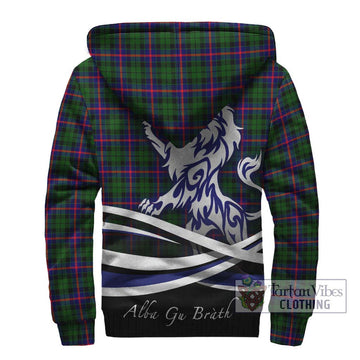 Morrison Modern Tartan Sherpa Hoodie with Alba Gu Brath Regal Lion Emblem