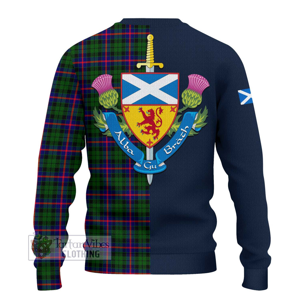 Tartan Vibes Clothing Morrison Modern Tartan Knitted Sweater with Scottish Lion Royal Arm Half Style