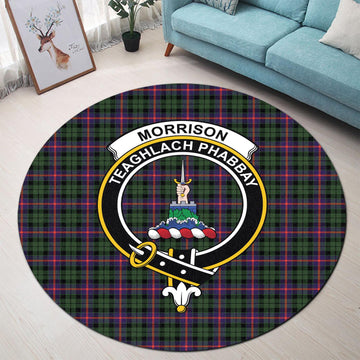 Morrison Modern Tartan Round Rug with Family Crest