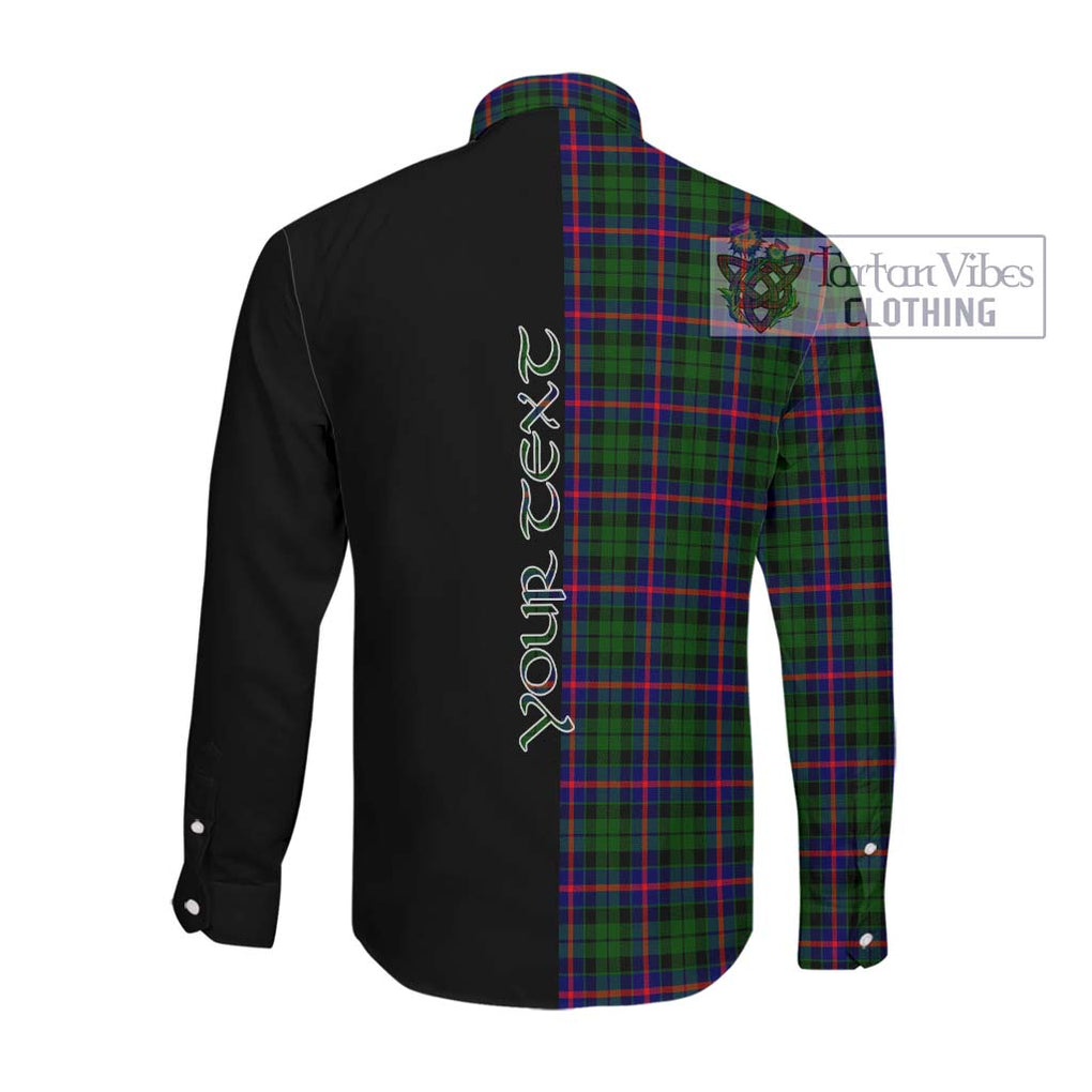 Morrison Modern Tartan Long Sleeve Button Shirt with Family Crest and Half Of Me Style Men's Shirt - Tartanvibesclothing Shop