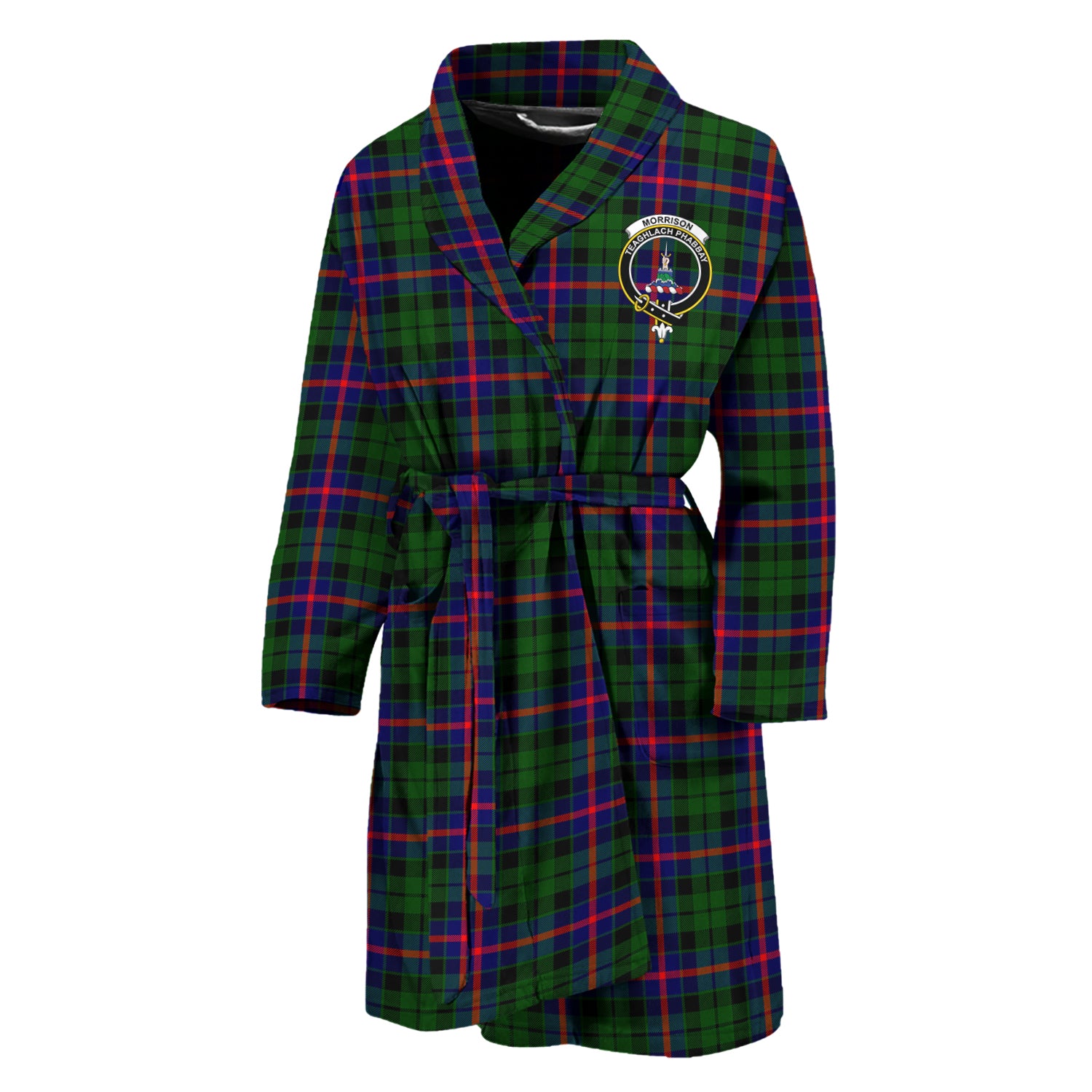 Morrison Modern Tartan Bathrobe with Family Crest Unisex M - Tartan Vibes Clothing