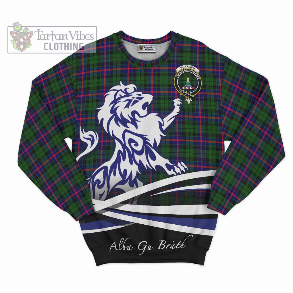 Morrison Modern Tartan Sweatshirt with Alba Gu Brath Regal Lion Emblem - Tartanvibesclothing Shop