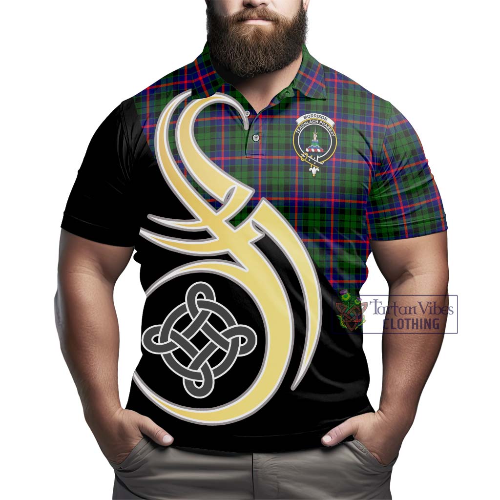 Tartan Vibes Clothing Morrison Modern Tartan Polo Shirt with Family Crest and Celtic Symbol Style