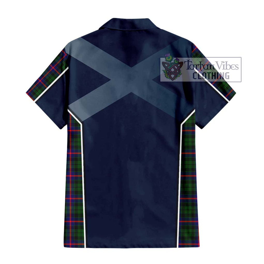 Morrison Modern Tartan Short Sleeve Button Shirt with Family Crest and Lion Rampant Vibes Sport Style - Tartan Vibes Clothing