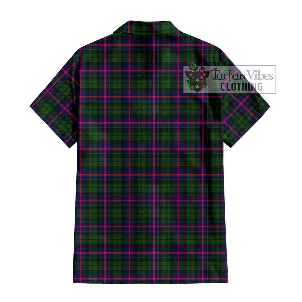 Morrison Modern Tartan Short Sleeve Button Shirt with Family Crest DNA In Me Style - Tartanvibesclothing Shop